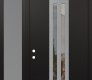 Modern Steel Front Door DIAMOND A8 52" X 96" BLACK/BLACK CLEAR GLASS PANEL STAINLESS STEEL RHI WITH SIDELITE AND TRANSOM FROSTED GLASS