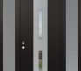 DIAMOND A6 68" X 96" BLACK/BLACK CLEAR GLASS PANEL STAINLESS STEEL LHI WITH 2 SIDELITES AND TRANSOM FROSTED GLASS