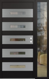 Diamond D9 52" x 80" black/black clear Glass Panel stainless steel LHI with Sidelite clear Glass