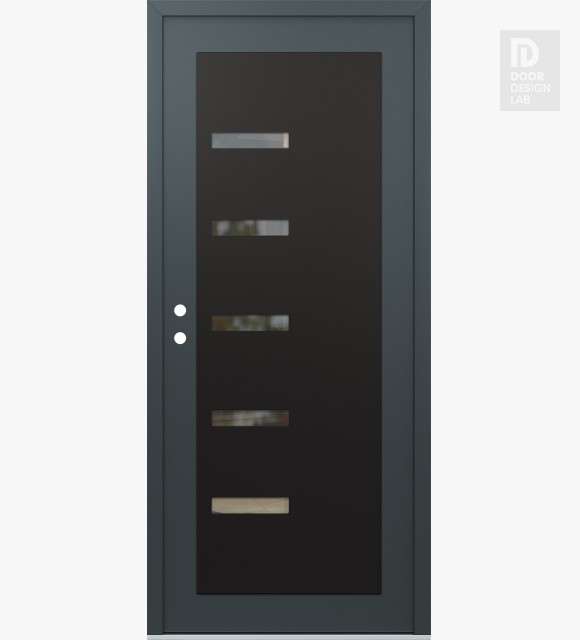 Modern Steel Front Door Diamond C8 36" x 80" anthracite/anthracite clear Glass Panel black RHI