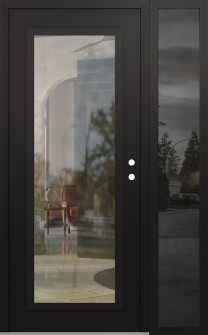 Diamond C1 52" x 80" black/black clear Glass Panel black LHI with Sidelite mirrored Glass