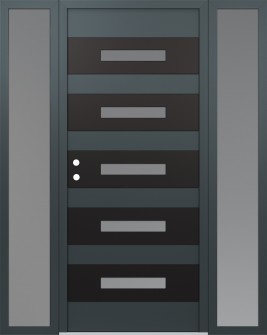 Diamond D9 60" x 80" anthracite/anthracite frosted Glass Panel black RHI with 2 Sidelites frosted Glass