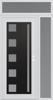 Diamond C3 50" x 96" white/white frosted Glass Panel black LHI with Sidelite and Transom frosted Glass