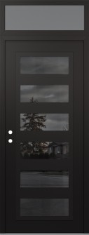 Diamond C9 36" x 96" black/black mirrored Glass Panel black RHI with Transom frosted Glass