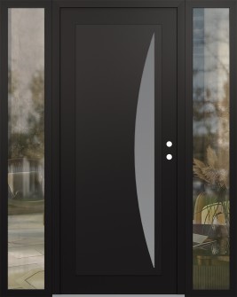 Diamond C13 68" x 80" black/white frosted Glass Panel black LHI with 2 Sidelites clear Glass