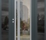 Modern Steel Front Door Diamond C15 60" x 80" anthracite/anthracite clear Glass Panel stainless steel RHI with 2 Sidelites mirrored Glass