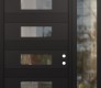 Modern Steel Front Door Diamond D5 52" x 96" black/black clear Glass Panel black LHI with Sidelite and Transom clear Glass