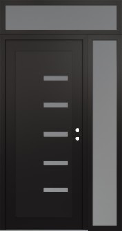 Diamond C8 50" x 96" black/white frosted Glass Panel black LHI with Sidelite and Transom frosted Glass