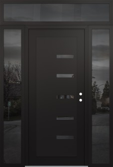 Diamond C8 64" x 96" black/black mirrored Glass Panel black LHI with 2 Sidelites and Transom mirrored Glass