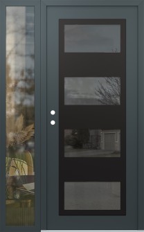 Diamond C2 50" x 80" anthracite/anthracite mirrored Glass Panel black RHI with Sidelite clear Glass