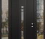 Modern Steel Front Door DIAMOND A4 68" X 96" BLACK/BLACK CLEAR GLASS PANEL BLACK LHI WITH 2 SIDELITES AND TRANSOM CLEAR GLASS