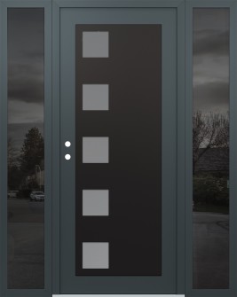 Diamond C5 60" x 80" anthracite/anthracite frosted Glass Panel black RHI with 2 Sidelites mirrored Glass