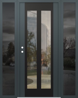 Diamond C14 64" x 80" anthracite/anthracite clear Glass Panel black RHI with 2 Sidelites mirrored Glass