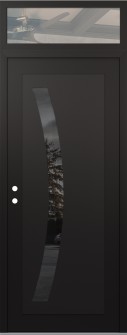 Diamond C4 36" x 96" black/black mirrored Glass Panel black RHI with Transom clear Glass