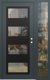 Diamond C2 50" x 80" anthracite/anthracite clear Glass Panel black LHI with Sidelite clear Glass