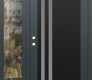 Modern Steel Front Door Diamond C6 50" x 80" anthracite/anthracite frosted Glass Panel black RHI with Sidelite clear Glass