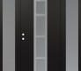 Modern Steel Front Door DIAMOND A10 68" X 80" BLACK/WHITE FROSTED GLASS PANEL STAINLESS STEEL RHI WITH 2 SIDELITES FROSTED GLASS