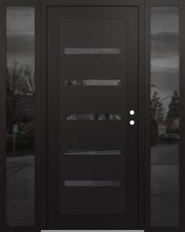 Diamond C7 60" x 80" black/black mirrored Glass Panel black LHI with 2 Sidelites mirrored Glass