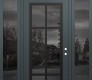 Modern Steel Front Door Diamond C16 68" x 96" anthracite/anthracite mirrored Glass Panel black LHI with 2 Sidelites and Transom mirrored Glass