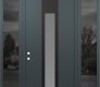 Modern Steel Front Door DIAMOND A1 64" X 96" ANTHRACITE/ANTHRACITE FROSTED GLASS PANEL BLACK RHI WITH 2 SIDELITES AND TRANSOM MIRRORED GLASS