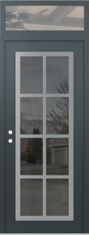 Diamond C16 36" x 96" anthracite/anthracite mirrored Glass Panel stainless steel RHI with Transom clear Glass