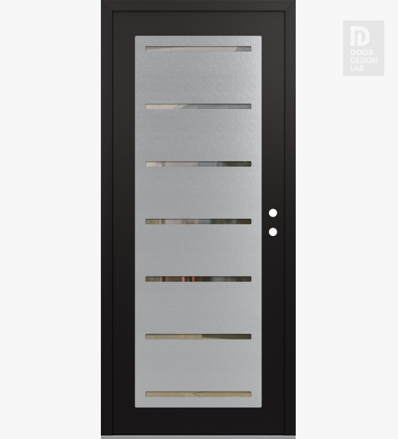 Modern Steel Front Door Diamond C11 36" x 80" black/black clear Glass Panel stainless steel LHI