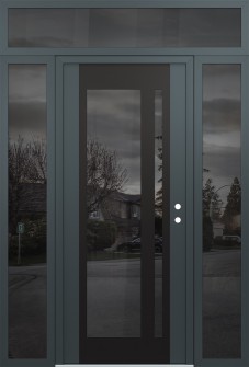 Diamond C15 68" x 96" anthracite/anthracite mirrored Glass Panel black LHI with 2 Sidelites and Transom mirrored Glass