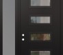 Modern Steel Front Door Diamond D1 52" x 96" black/black clear Glass Panel black RHI with Sidelite and Transom frosted Glass