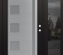 Modern Steel Front Door Diamond C3 52" x 80" black/white frosted Glass Panel stainless steel LHI with Sidelite mirrored Glass