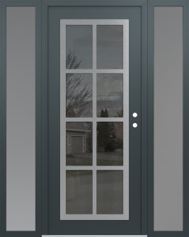 Diamond C16 60" x 80" anthracite/anthracite mirrored Glass Panel stainless steel LHI with 2 Sidelites frosted Glass