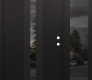 Modern Steel Front Door DIAMOND A3 52" X 80" BLACK/BLACK MIRRORED GLASS PANEL BLACK LHI WITH SIDELITE MIRRORED GLASS