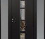 Modern Steel Front Door DIAMOND A10 68" X 80" BLACK/BLACK CLEAR GLASS PANEL BLACK RHI WITH 2 SIDELITES FROSTED GLASS