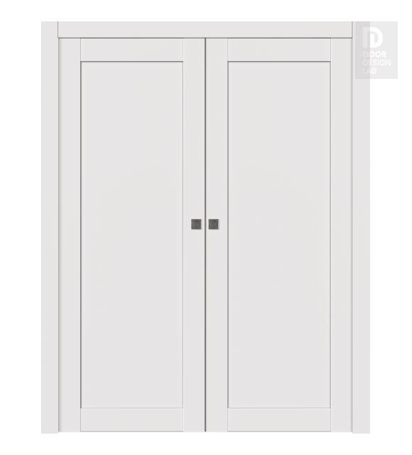 Shaker 1 Panel Snow White Double pocket doors