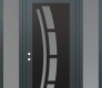 Modern Steel Front Door Diamond C12 68" x 96" anthracite/anthracite frosted Glass Panel black RHI with 2 Sidelites and Transom frosted Glass