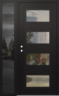 Diamond C2 50" x 80" black/black clear Glass Panel black RHI with Sidelite mirrored Glass