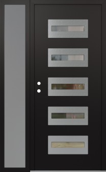 Diamond D4 52" x 80" black/black clear Glass Panel stainless steel RHI with Sidelite frosted Glass