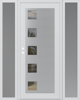 Diamond C5 64" x 80" white/white clear Glass Panel stainless steel RHI with 2 Sidelites frosted Glass