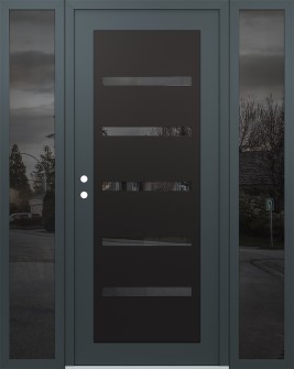 Diamond C7 68" x 80" anthracite/anthracite mirrored Glass Panel black RHI with 2 Sidelites mirrored Glass