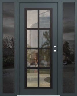 Diamond C16 60" x 80" anthracite/anthracite clear Glass Panel black LHI with 2 Sidelites mirrored Glass