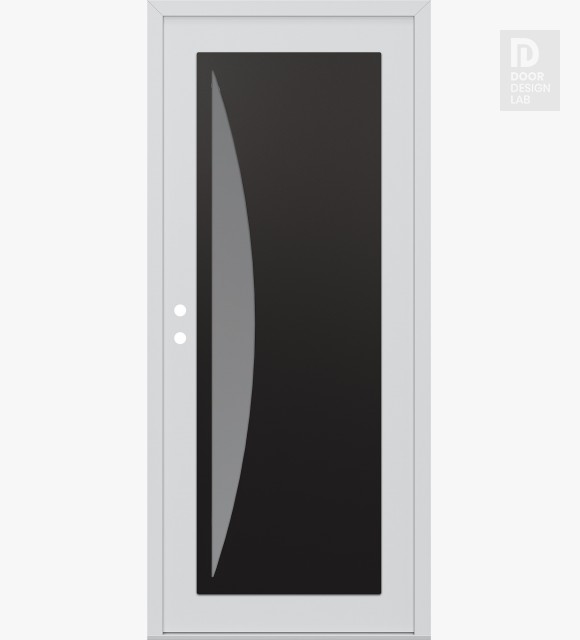 Modern Steel Front Door Diamond C13 36" x 80" white/white frosted Glass Panel black RHI