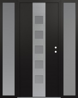 DIAMOND A13 68" X 80" BLACK/WHITE FROSTED GLASS PANEL STAINLESS STEEL LHI WITH 2 SIDELITES FROSTED GLASS