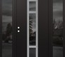 Modern Steel Front Door DIAMOND A9 64" X 80" BLACK/BLACK MIRRORED GLASS PANEL STAINLESS STEEL RHI WITH 2 SIDELITES MIRRORED GLASS