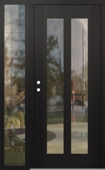 Diamond C14 52" x 80" black/black clear Glass Panel black RHI with Sidelite clear Glass