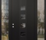 Modern Steel Front Door DIAMOND A13 68" X 96" BLACK/BLACK MIRRORED GLASS PANEL BLACK RHI WITH 2 SIDELITES AND TRANSOM CLEAR GLASS