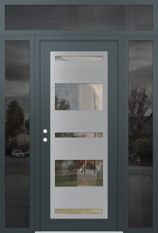 Diamond C10 64" x 96" anthracite/anthracite clear Glass Panel stainless steel RHI with 2 Sidelites and Transom mirrored Glass