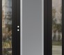 Modern Steel Front Door Diamond C1 68" x 80" black/white frosted Glass Panel stainless steel RHI with 2 Sidelites clear Glass