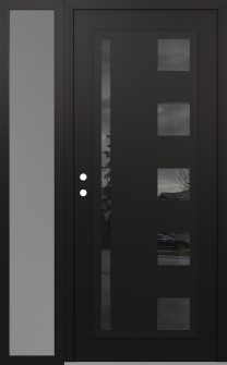 Diamond C3 48" x 80" black/black mirrored Glass Panel black RHI with Sidelite frosted Glass