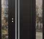 Modern Steel Front Door Diamond C6 60" x 80" black/white frosted Glass Panel black RHI with 2 Sidelites clear Glass