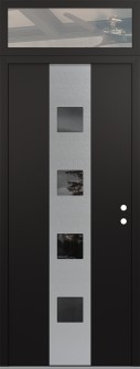 DIAMOND A12 36" X 96" BLACK/BLACK MIRRORED GLASS PANEL STAINLESS STEEL LHI WITH TRANSOM CLEAR GLASS