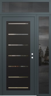 Diamond C11 50" x 96" anthracite/anthracite clear Glass Panel black LHI with Sidelite and Transom mirrored Glass